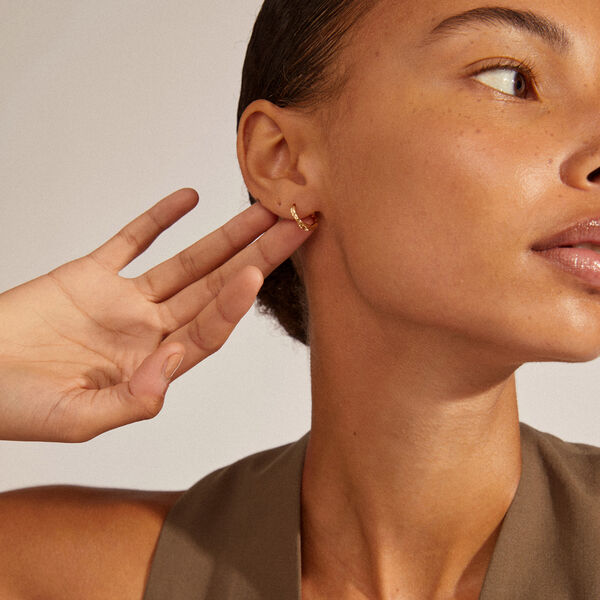 EDDY recycled organiske sm&aring; hoops, guldbelagt, Pilgrim