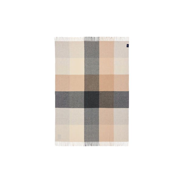 Icons Checked Recycled Wool Throw, white/beige/grey, Lexington