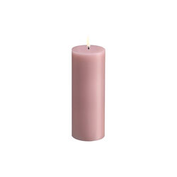 LED pillar candle smooth 20 cm, rose powder, Uyuni Lighting
