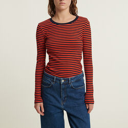 Ludmilla LS Tee GOTS, sky captain/grenadine, Basic Apparel