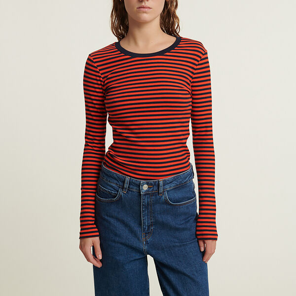 Ludmilla LS Tee GOTS, sky captain/grenadine, Basic Apparel