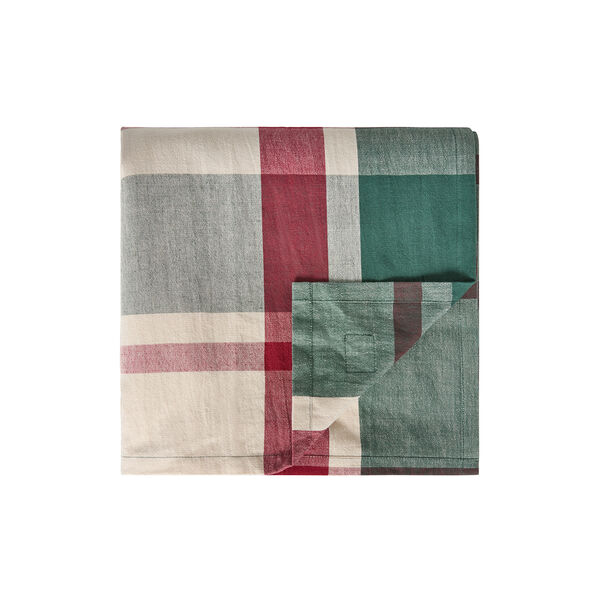 Linen/Cotton Tablecloth, green/red/beige, Lexington