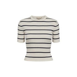 Sweater Rib Short Sleeves, augusta ecru/navy striped, ELISE GUG