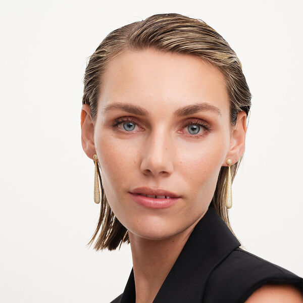 Drop Dew Pave Øreringe, forgyldt, Philippa Studios