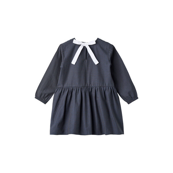 Checkered Dress w. Backside Bow, brown/blue check comb. Checkered Dress w. Backside Bow, brown/blue check comb., Copenhagen Colors Organics