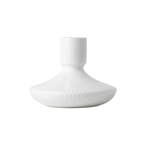 Hvid Riflet lysestage 8 cm, Royal Copenhagen