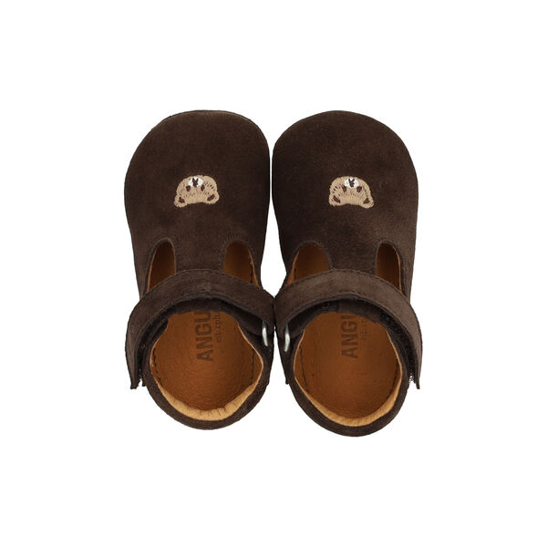 Prewalker med bamsebroderi, dark brown, ANGULUS