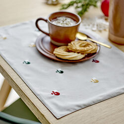 D&aelig;kkeserviet Christmas Hearts Embroidery 2-pk, red, S&ouml;dahl