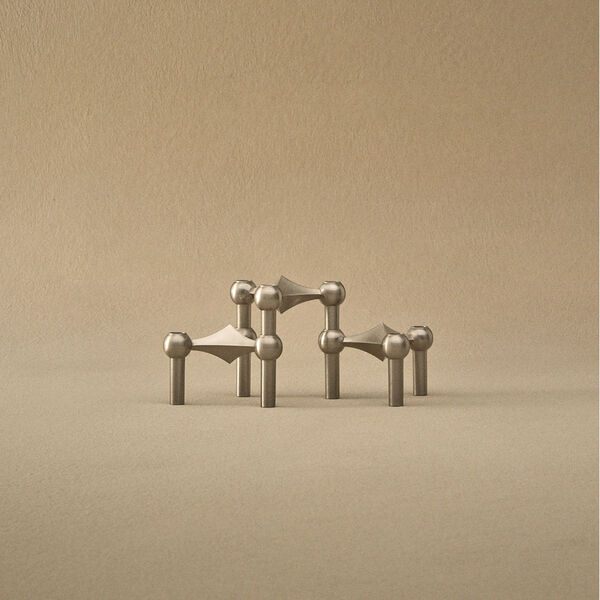 STOFF Nagel lysestage 3 stk., b&oslash;rstet krom, STOFF Nagel