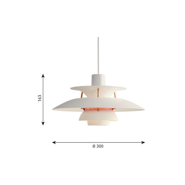 PH 5 Mini pendel, moderne hvid PH 5 Mini pendel, moderne hvid, Louis Poulsen