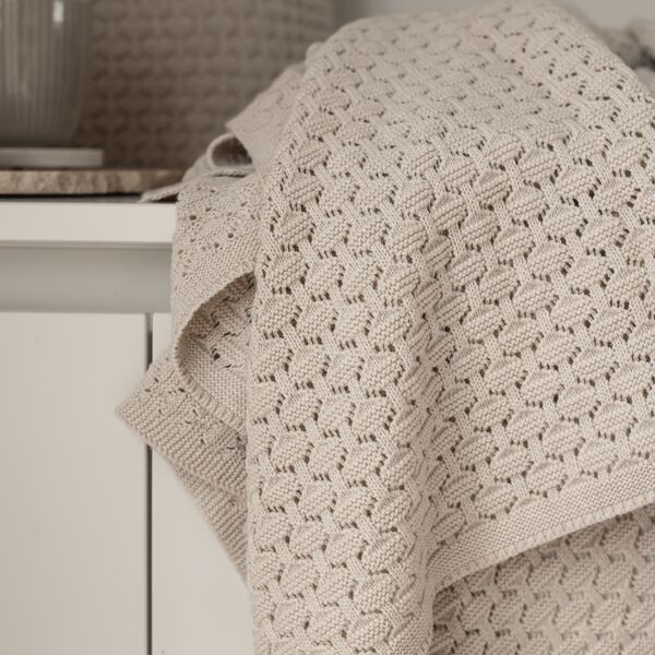 Strikket Plaid Mauntain, beige melange, By LOHN