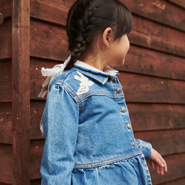 Denim Frill Jacket w. Crochet Doves, Copenhagen Colors Organics