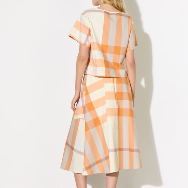 Frankie Skirt, orange checked, HUNK&Oslash;N