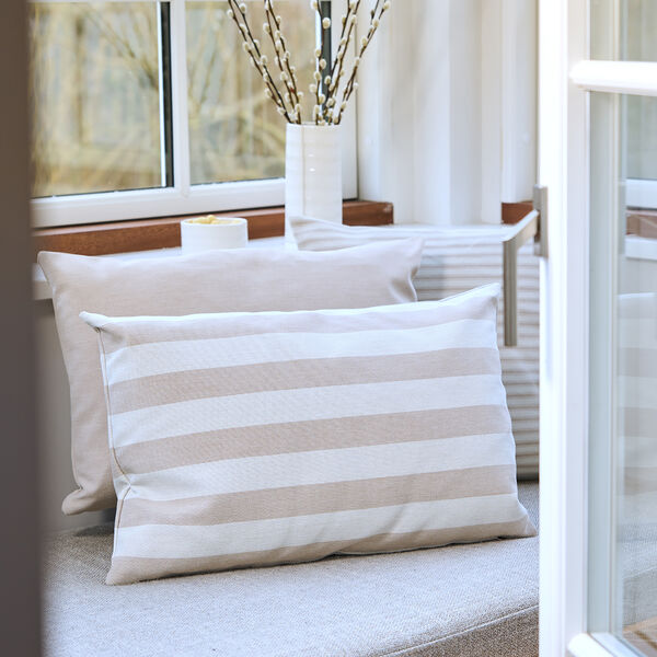 Outdoor Stripe pude, beige, Compliments