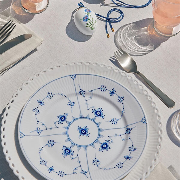 Hvid Riflet Helblonde Tallerken &Oslash; 19 cm, Royal Copenhagen