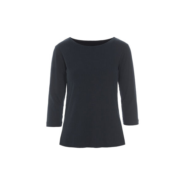 Naibu rib bluse med 3/4 &aelig;rme, black, BITTE KAI RAND