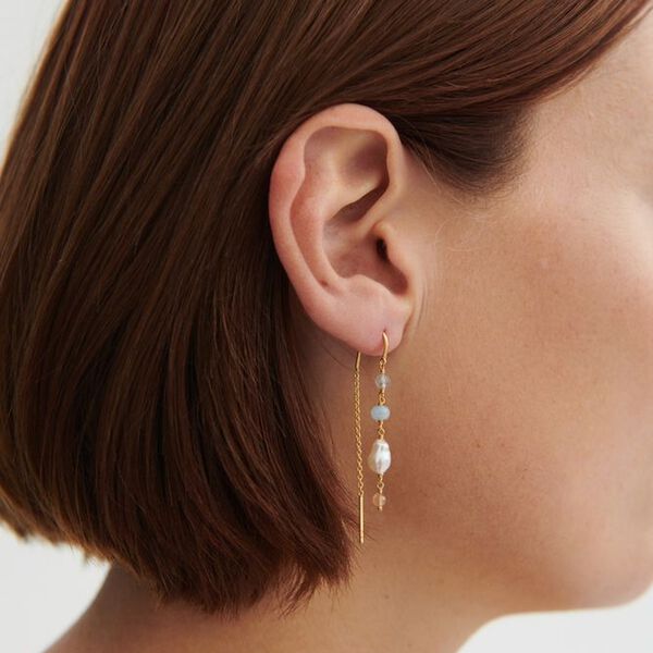 Mellow&nbsp;Blue&nbsp;Earchains, forgyldt, Pernille Corydon Jewellery