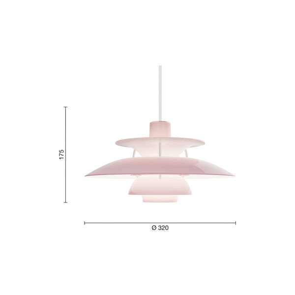 PH 5 320 Opal pendel, opal pale rose, Louis Poulsen