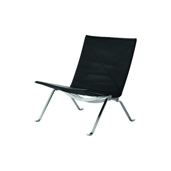 PK22&trade; Aura l&aelig;der l&aelig;nestol, sort, Fritz Hansen