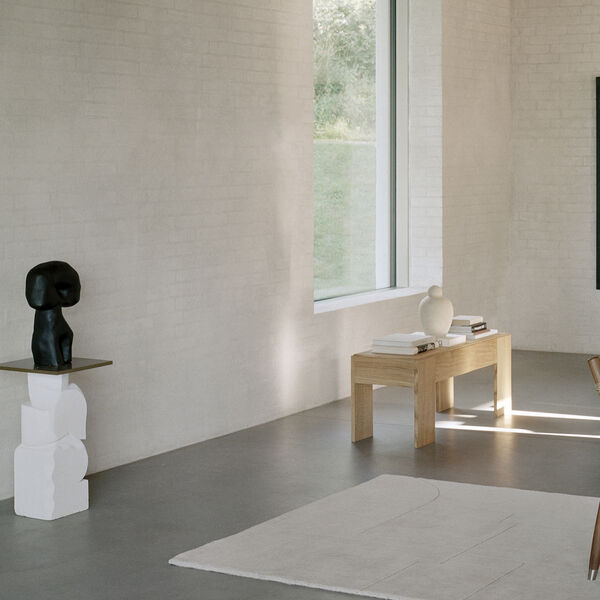 Geometric Maze gulvt&aelig;ppe, beige, Linie Design