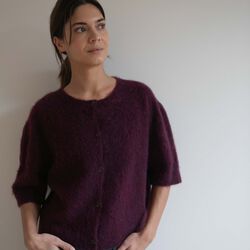 SIGNE HAIRY CARDIGAN, burgundy, Studio Feder