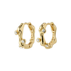 HERMIONE Recycled Crystal Hoop &Oslash;reringe, gold plated, Pilgrim