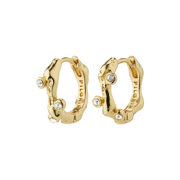 HERMIONE Recycled Crystal Hoop &Oslash;reringe, gold plated, Pilgrim