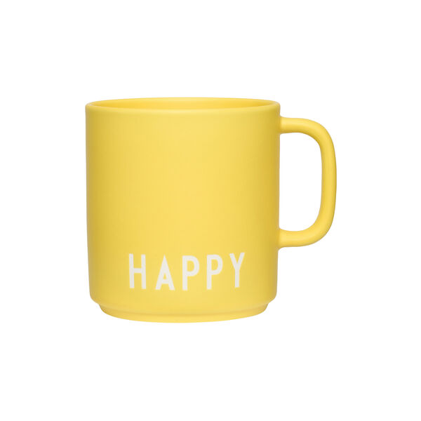 HAPPY favoritkop med hank, yellow, Design Letters
