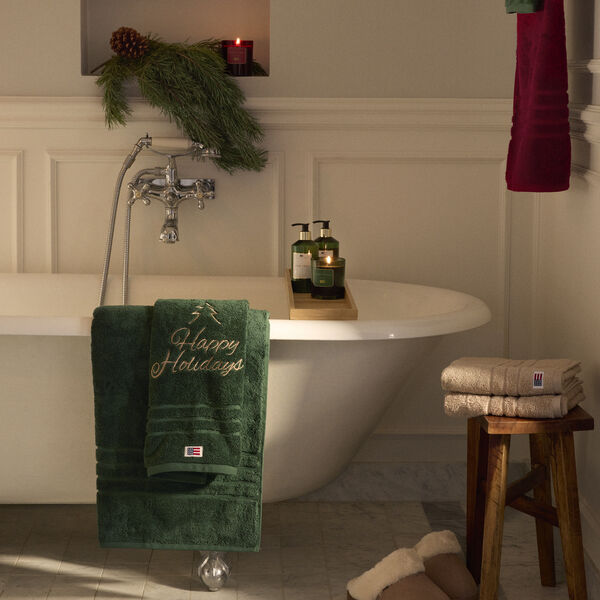 Original Towel Happy Holidays, juniper green/lt beige, Lexington