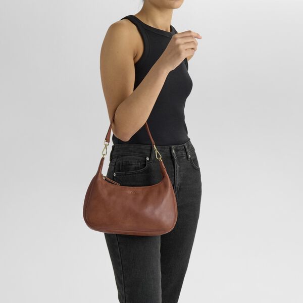 HaydenMBG Crossb. Bag Soft V., cognac w/br. gold, Markberg