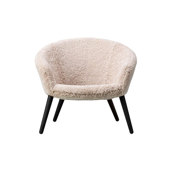 Ditzel loungestol, hvid/sortlakeret eg, Fredericia Furniture