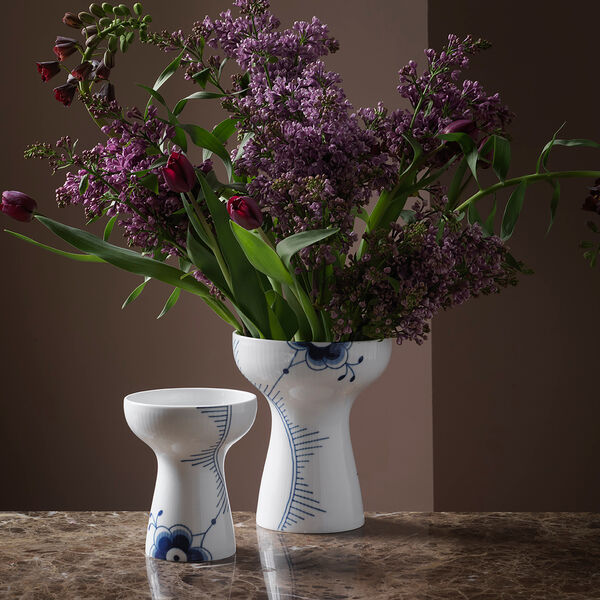 Blå Mega Riflet vase 19 cm, Royal Copenhagen