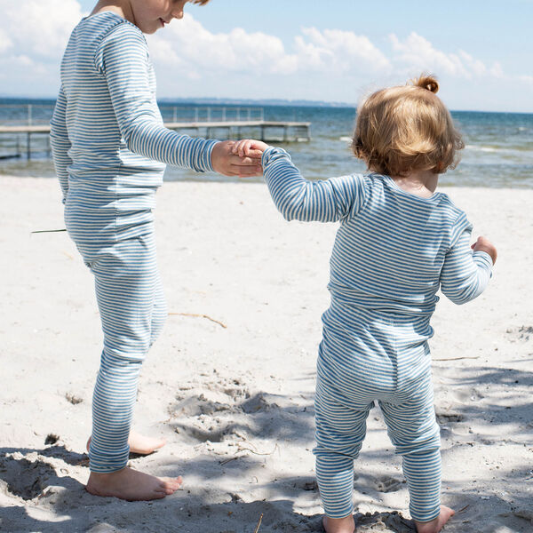 Baby body stribet, azur/ecru, Serendipity