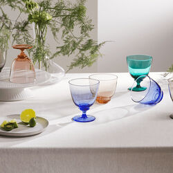 Flow glas på fod, mørk blå, Holmegaard