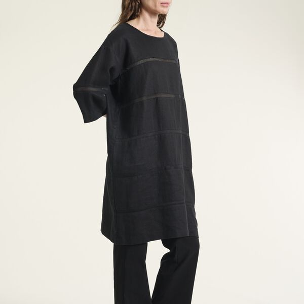 Lazy linen kjole med paneler, black, BITTE KAI RAND