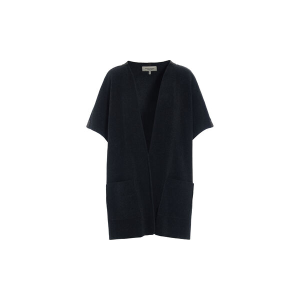 Mid-Length Fleece Vest With Signature Details | Soft Black | Vest, Henriette Steffensen Copenhagen