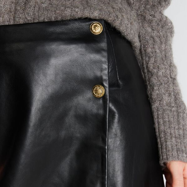 1034PBOKomi leather skirt, black, PBO