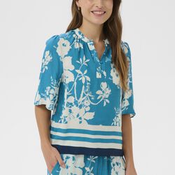 RashedaSZ Blouse, vallarta blue flower bouquet, Saint Tropez