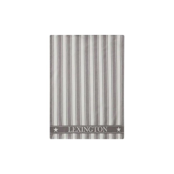 Icons Cotton Twill Waffle Striped Kitchen Towel, gray/white, Lexington