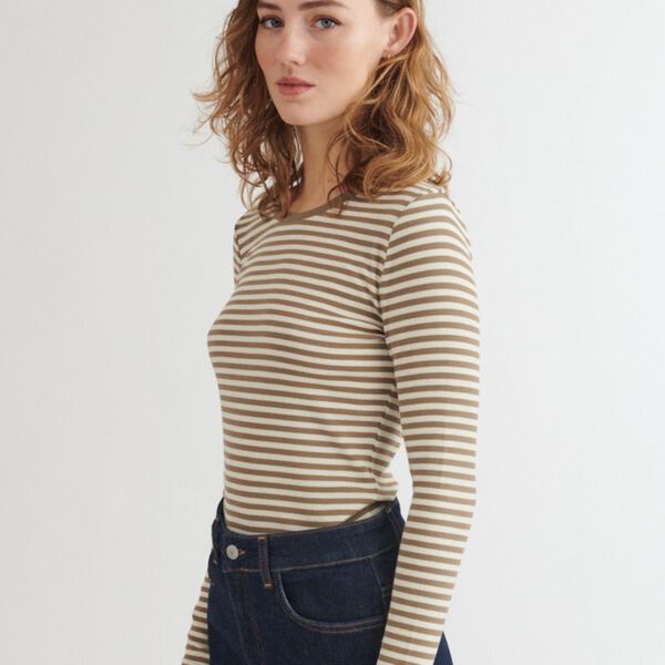Ludmilla LS Tee, covert garden / birch, Basic Apparel