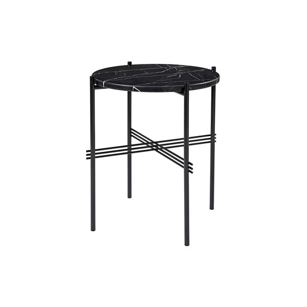 TS Side Table Round, black marquina marble/black, GUBI