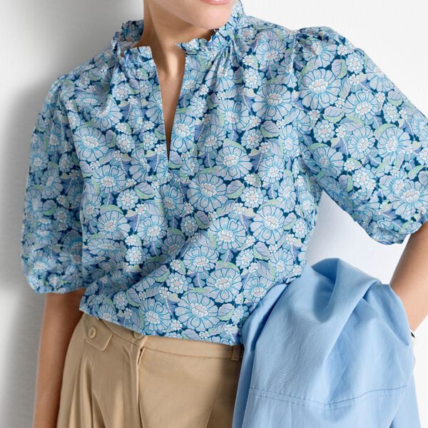 Printed Cotton Blouse, midnight blue, Rich & Royal