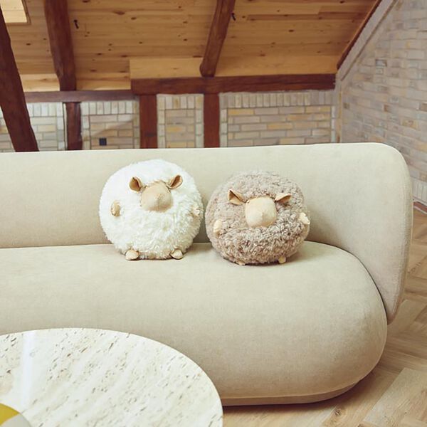 Cute Sheep rund pude Ø 26 cm, taupe, NATURES Collection