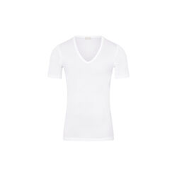 Cotton Pure SS Shirt V-Neck, white, HANRO