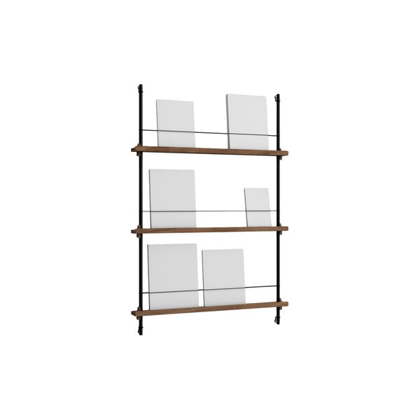 Magazine Shelving Medium, smoked oak/black, MOEBE