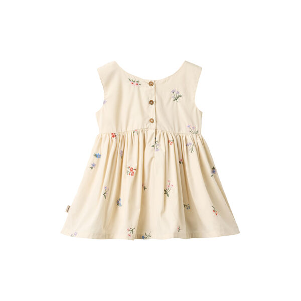 Pinafore Wrinkle Sienna, ivory embroidery flowers, Wheat