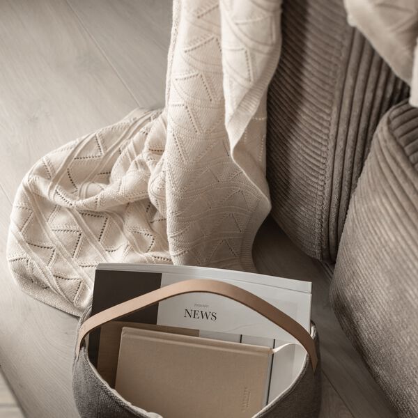 Strikket Plaid Mauntain, beige melange, By LOHN