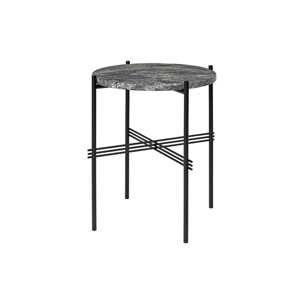 TS Side Table Round, grey emperador marble/black, GUBI