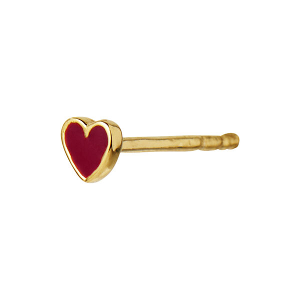 Petit Love Heart Burgundy Enamel Single, gold Petit Love Heart Burgundy Enamel Single, gold, Stine A Jewelry