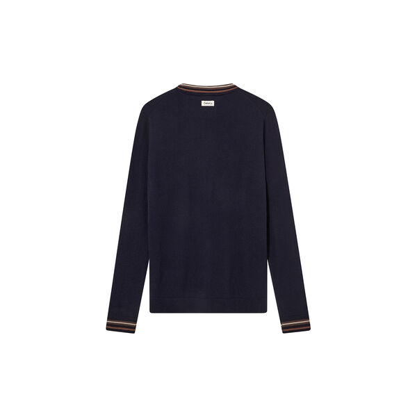 MMGAdam Contrast Crew Neck Knit, navy, MOS MOSH Gallery